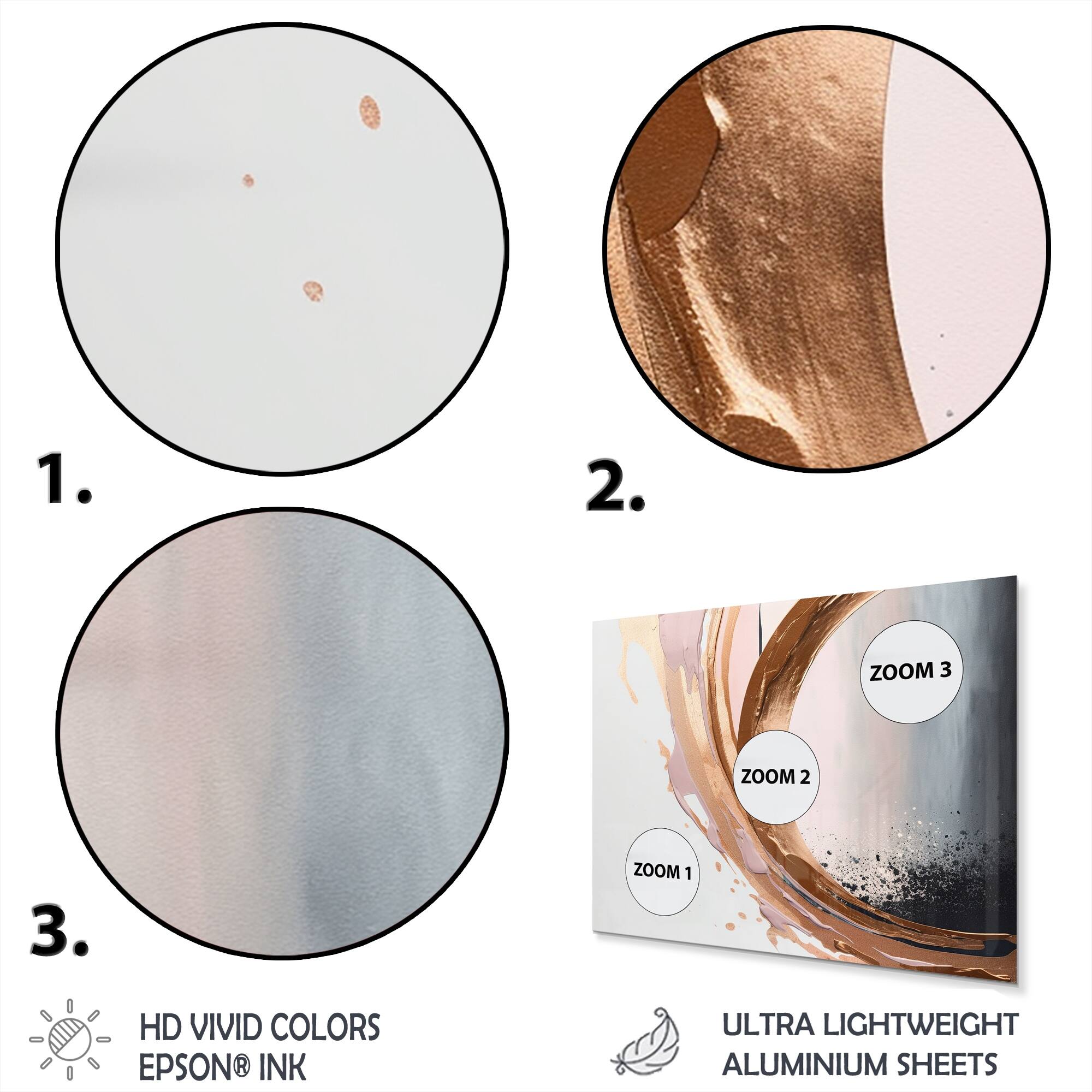 Designart "Rosegold Half Circles Boho V" Modern Shapes Transitional